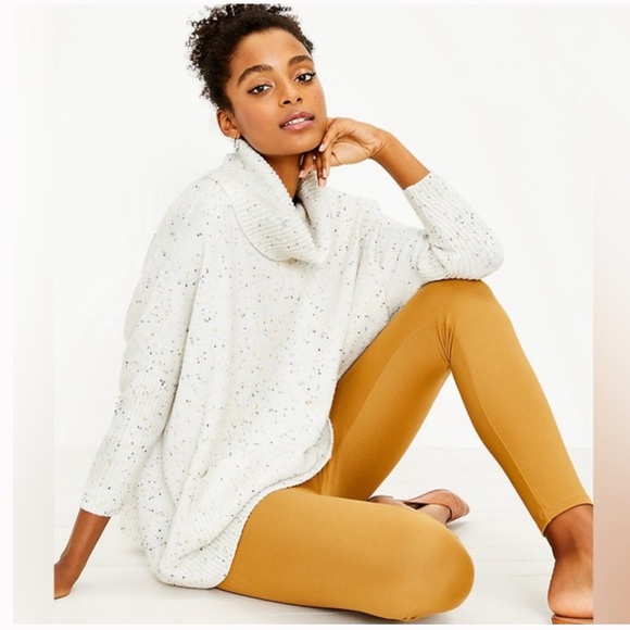 LOFT Speckled Turtleneck Poncho Sweater - Picture 2 of 13